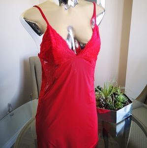 Lasenza Cherry Red 🍒 Lace Detail Satin Chemise